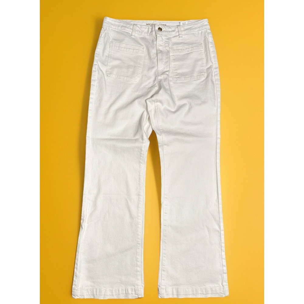 Michael Kors Size 12 White High Rise Wide Leg Jeans NWT